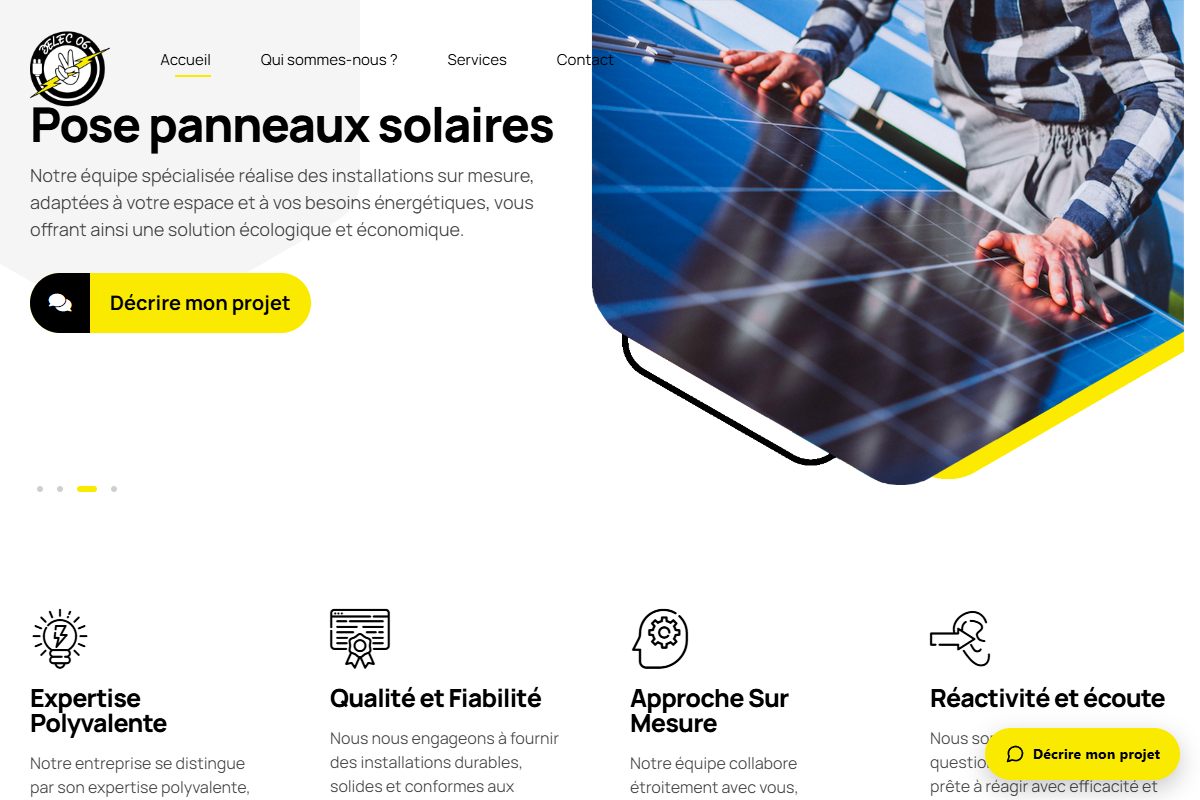 Aperçu du site delec-06.fr : page d'accueil de l'électricien D ELEC 06 à Nice